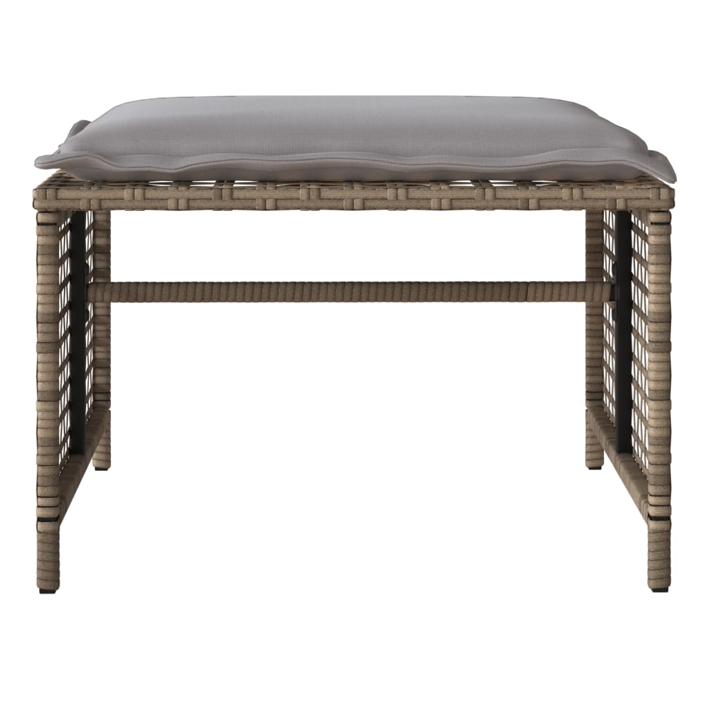 vidaXL Canapé de jardin 4 pièces avec coussins en polyrotin beige et verre