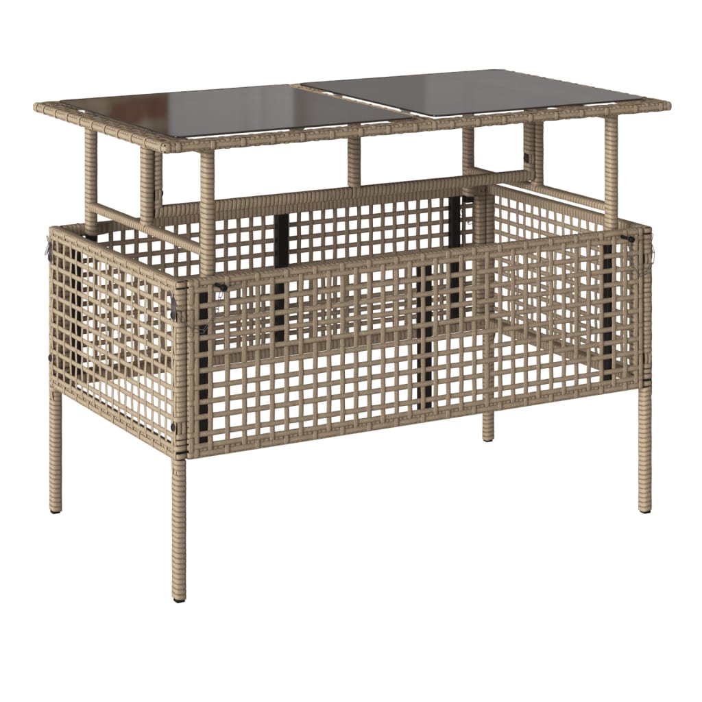 vidaXL Canapé de jardin 4 pièces avec coussins en polyrotin beige et verre