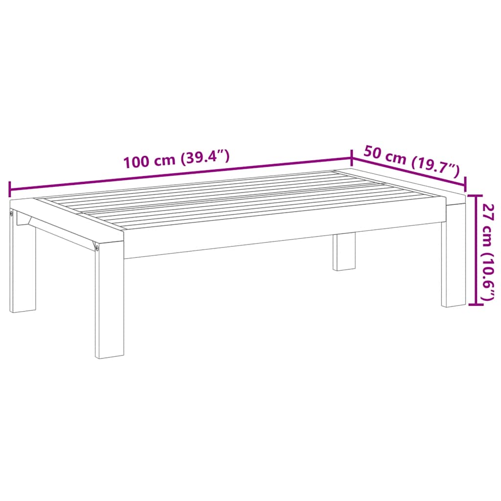 vidaXL Table de jardin 100x50x27 cm Bois d'acacia massif