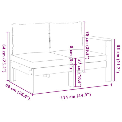 vidaXL Gartensofa mit 1 Armlehne 2-Sitzer Massivholz Akazie