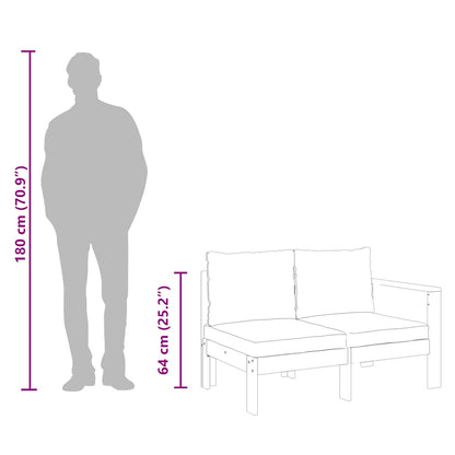 vidaXL Gartensofa mit 1 Armlehne 2-Sitzer Massivholz Akazie