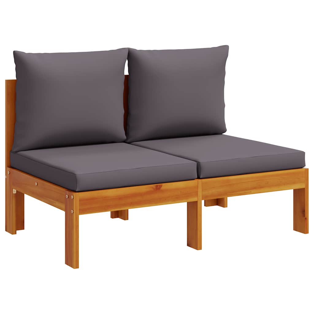 vidaXL Gartensofa ohne Armlehnen mit Kissen 2-Sitzer Massivholz Akazie