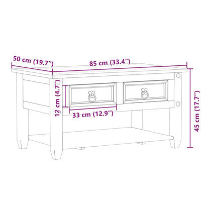 vidaXL Couchtisch mit Schubladen Corona 85x50x45 cm Massivholz Kiefer