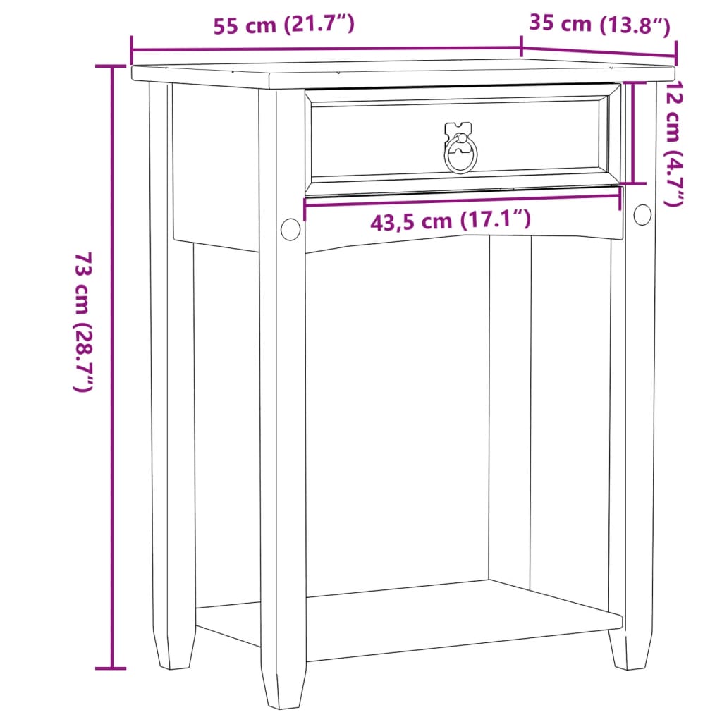 vidaXL Console Corona 55x35x73 cm Bois de pin massif