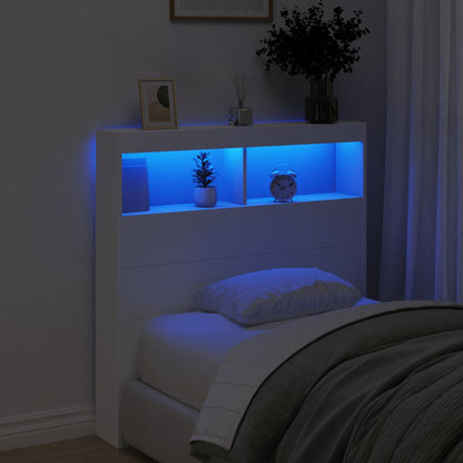 vidaXL LED-Kopfteil mit Ablagen Weiß 100x17x102 cm