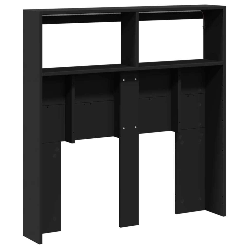 vidaXL LED-Kopfteil mit Ablagen Schwarz 100x17x102 cm
