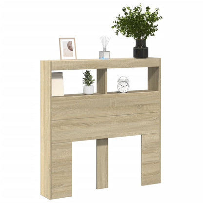vidaXL LED-Kopfteil mit Ablagen Sonoma-Eiche 100x17x102 cm