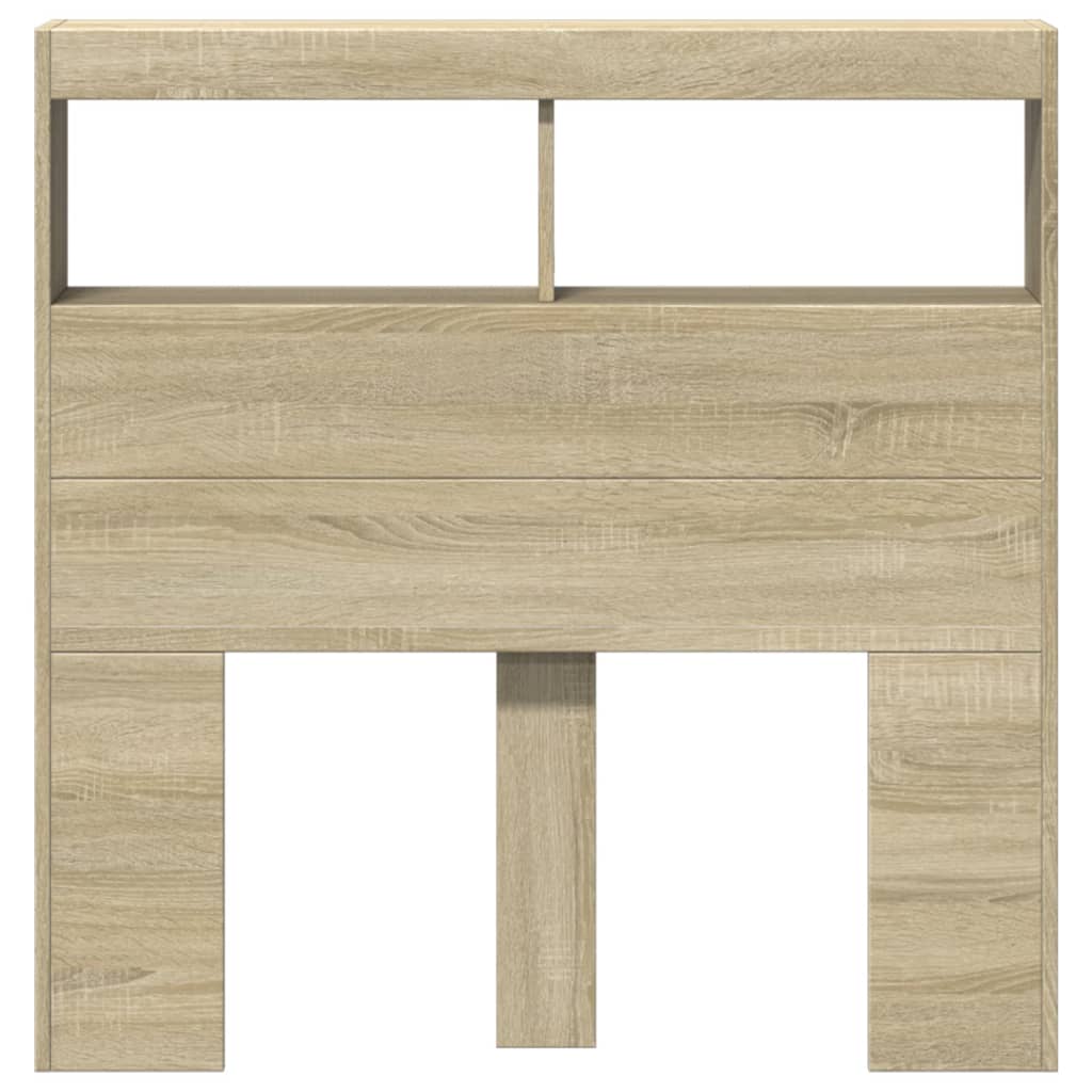 vidaXL LED-Kopfteil mit Ablagen Sonoma-Eiche 100x17x102 cm