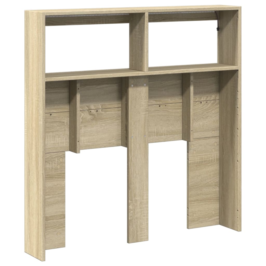vidaXL LED-Kopfteil mit Ablagen Sonoma-Eiche 100x17x102 cm