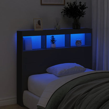 vidaXL LED-Kopfteil mit Ablagen Schwarz 120x17x102 cm