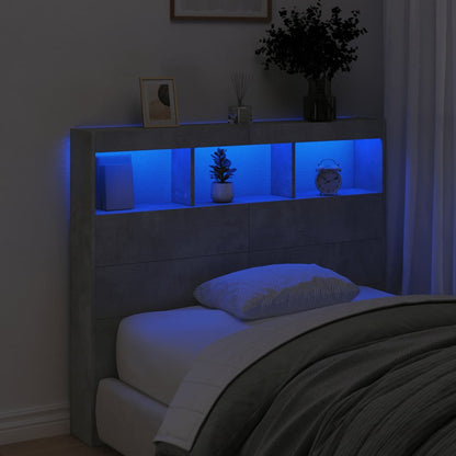 vidaXL LED-Kopfteil mit Ablagen Betongrau 120x17x102 cm