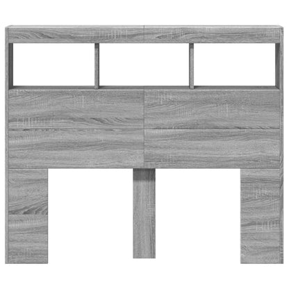 vidaXL LED-Kopfteil mit Ablagen Grau Sonoma 120x17x102 cm