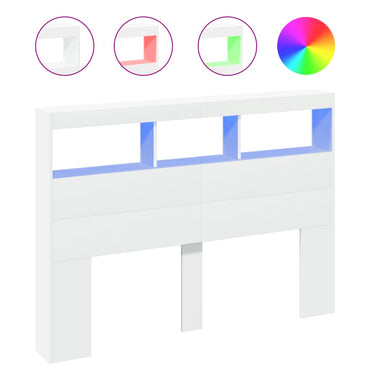 vidaXL LED-Kopfteil mit Ablagen Weiß 140x17x102 cm