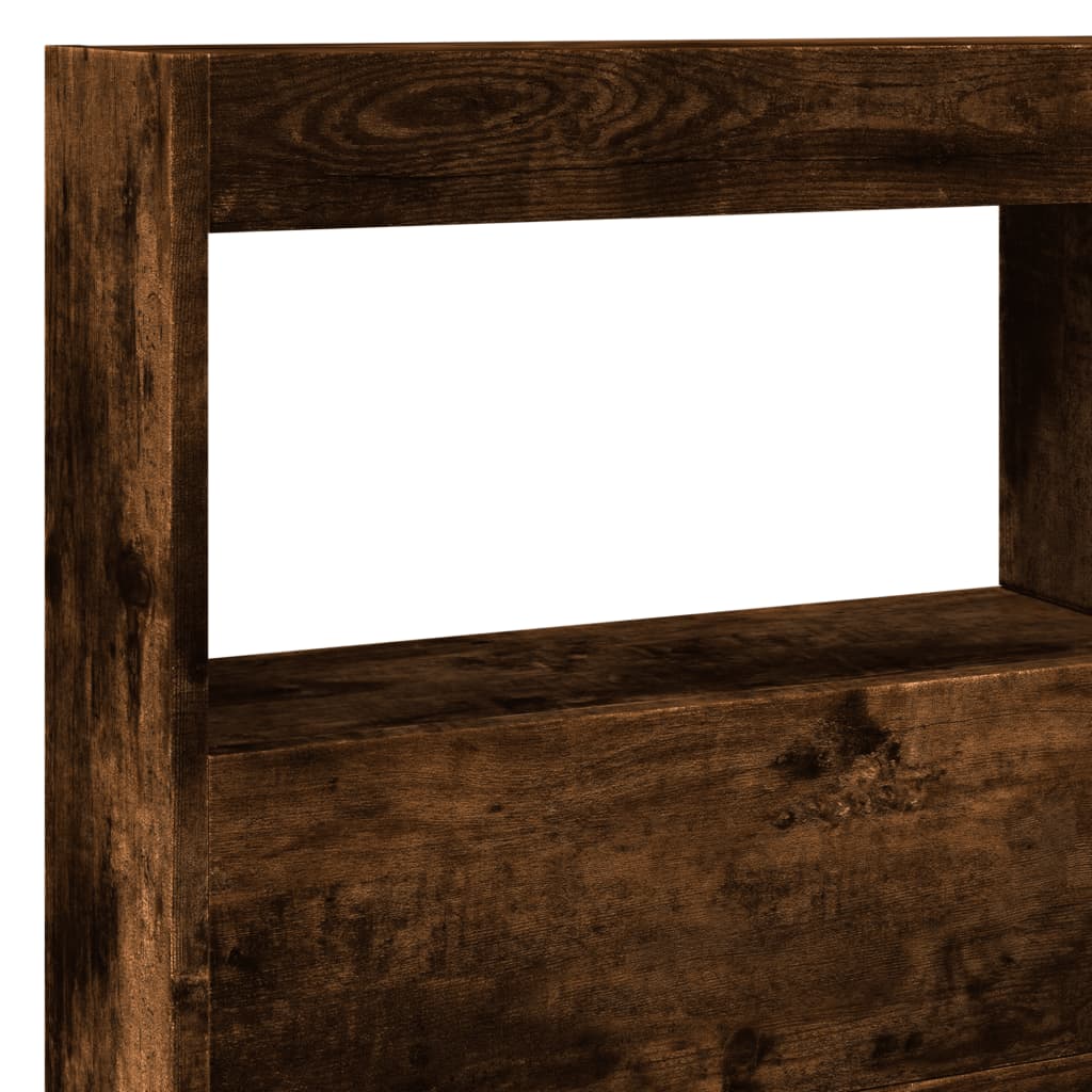 vidaXL LED-Kopfteil mit Ablagen Räuchereiche 140x17x102 cm