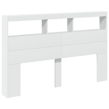 vidaXL LED-Kopfteil mit Ablagen Weiß 160x17x102 cm