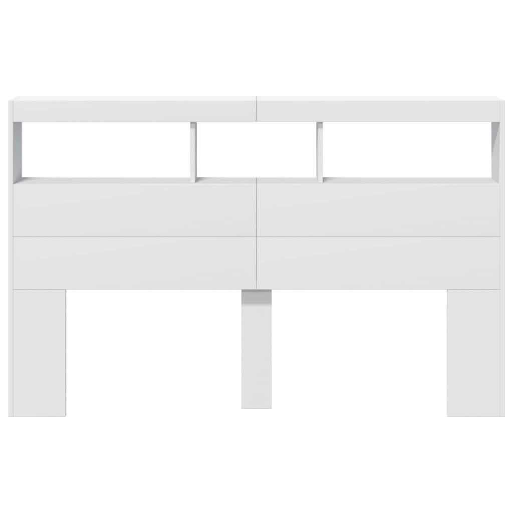 vidaXL LED-Kopfteil mit Ablagen Weiß 160x17x102 cm