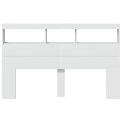 vidaXL LED-Kopfteil mit Ablagen Weiß 160x17x102 cm