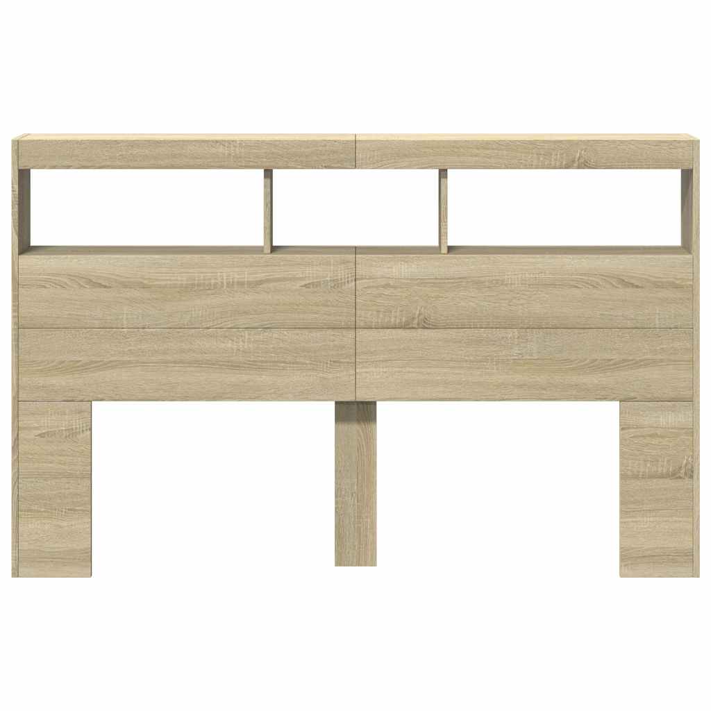 vidaXL LED-Kopfteil mit Ablagen Sonoma-Eiche 160x17x102 cm