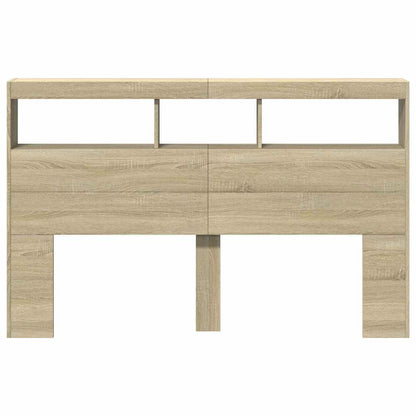 vidaXL LED-Kopfteil mit Ablagen Sonoma-Eiche 160x17x102 cm