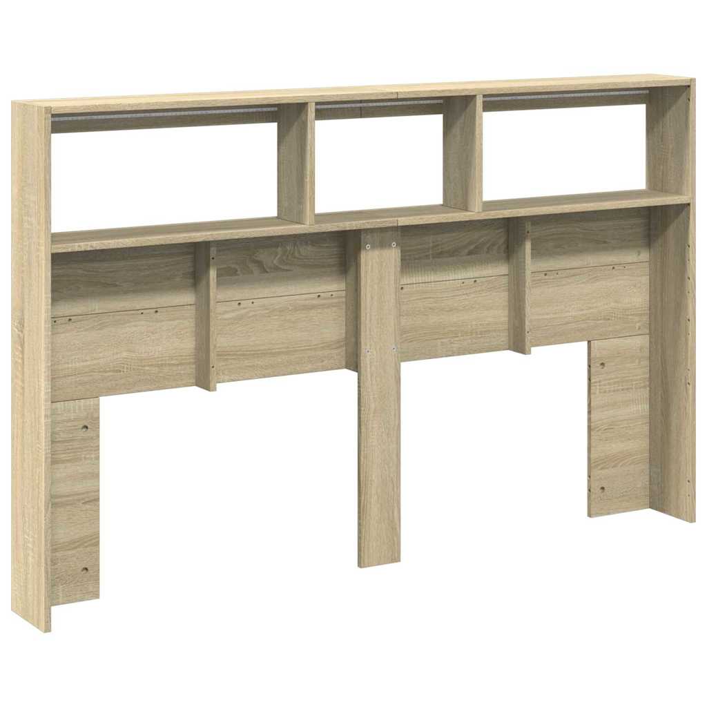 vidaXL LED-Kopfteil mit Ablagen Sonoma-Eiche 160x17x102 cm