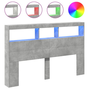 vidaXL LED-Kopfteil mit Ablage Betongrau 160x17x102 cm