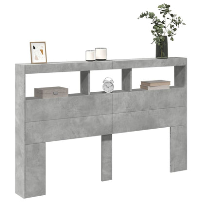 vidaXL LED-Kopfteil mit Ablage Betongrau 160x17x102 cm