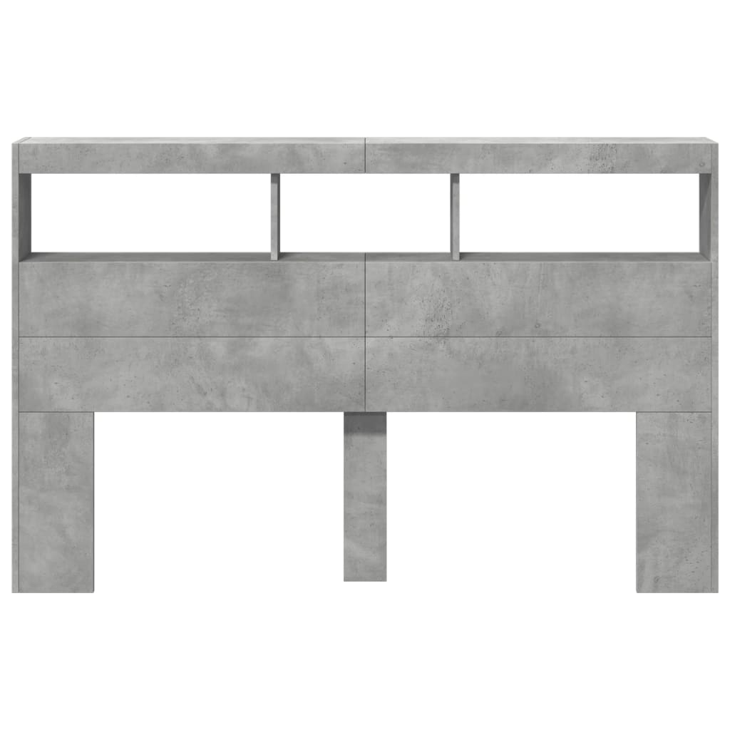 vidaXL LED-Kopfteil mit Ablage Betongrau 160x17x102 cm