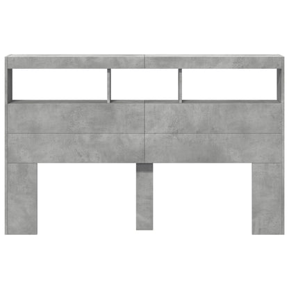 vidaXL LED-Kopfteil mit Ablage Betongrau 160x17x102 cm
