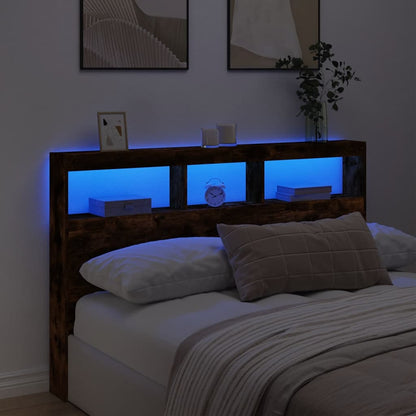 vidaXL LED-Kopfteil mit Ablage Räuchereiche 160x17x102 cm