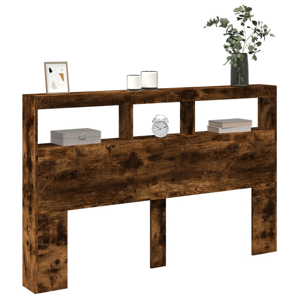 vidaXL LED-Kopfteil mit Ablage Räuchereiche 160x17x102 cm