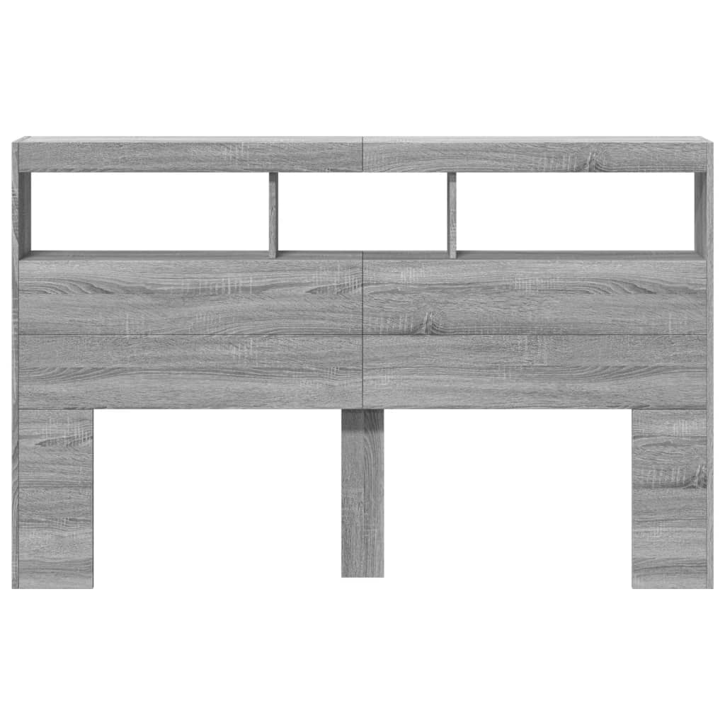 vidaXL LED-Kopfteil mit Ablage Grau Sonoma 160x17x102 cm
