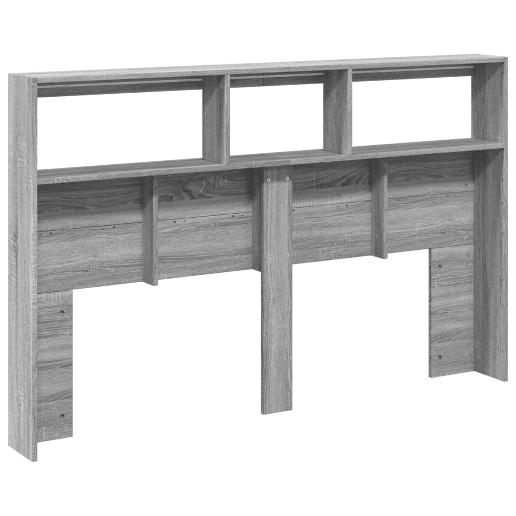 vidaXL LED-Kopfteil mit Ablage Grau Sonoma 160x17x102 cm