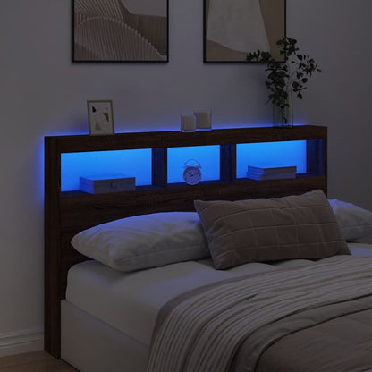 vidaXL LED-Kopfteil mit Ablage Braun Eichen-Optik 160x17x102 cm