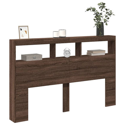 vidaXL LED-Kopfteil mit Ablage Braun Eichen-Optik 160x17x102 cm