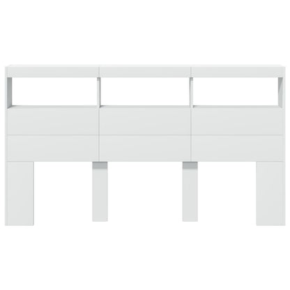 vidaXL LED-Kopfteil mit Ablagen Weiß 180x17x102 cm