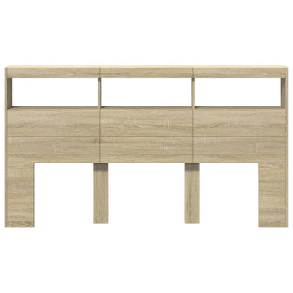 vidaXL LED-Kopfteil mit Ablagen Sonoma-Eiche 180x17x102 cm