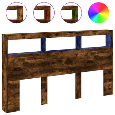 vidaXL LED-Kopfteil mit Ablage Räuchereiche 180x17x102 cm