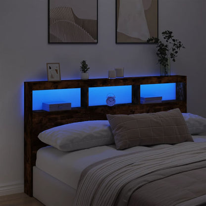 vidaXL LED-Kopfteil mit Ablage Räuchereiche 180x17x102 cm
