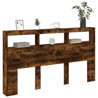 vidaXL LED-Kopfteil mit Ablage Räuchereiche 180x17x102 cm