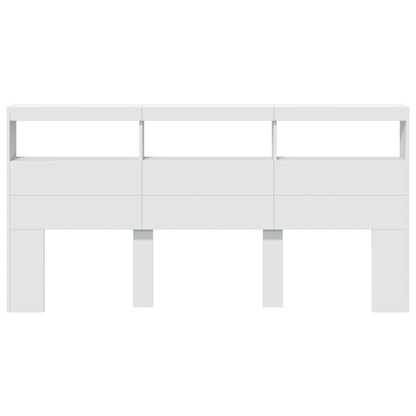 vidaXL LED-Kopfteil mit Ablagen Weiß 200x17x102 cm