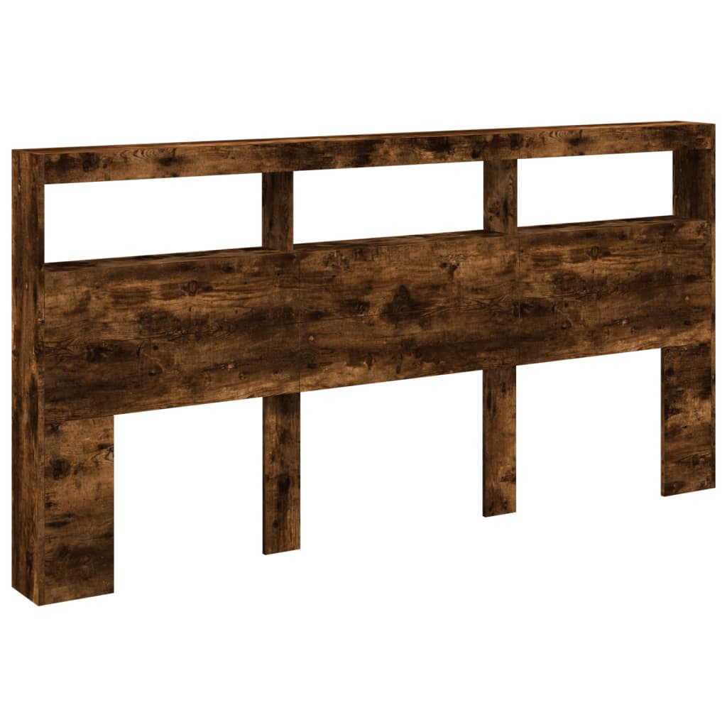vidaXL LED-Kopfteil mit Ablagen Räuchereiche 200x17x102 cm