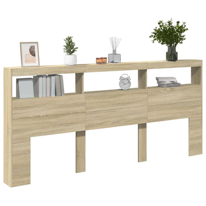 vidaXL LED-Kopfteil mit Ablagen Sonoma-Eiche 220x17x102 cm