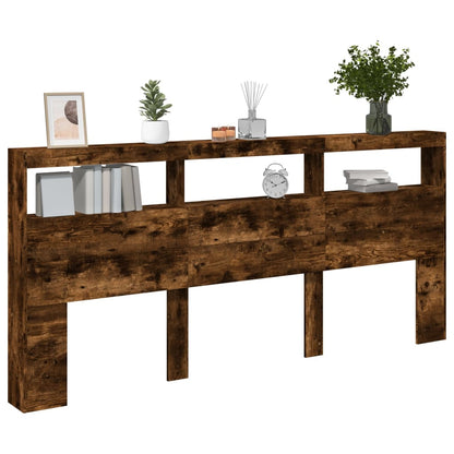 LED-Kopfteil mit Ablage Räuchereiche 220x17x102 cm