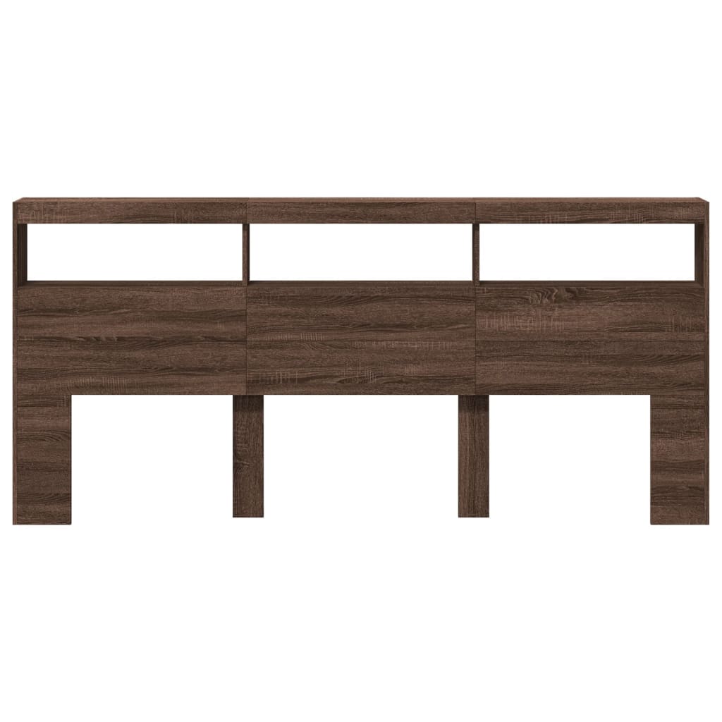 LED-Kopfteil mit Ablage Braun Eichen-Optik 220x17x102 cm