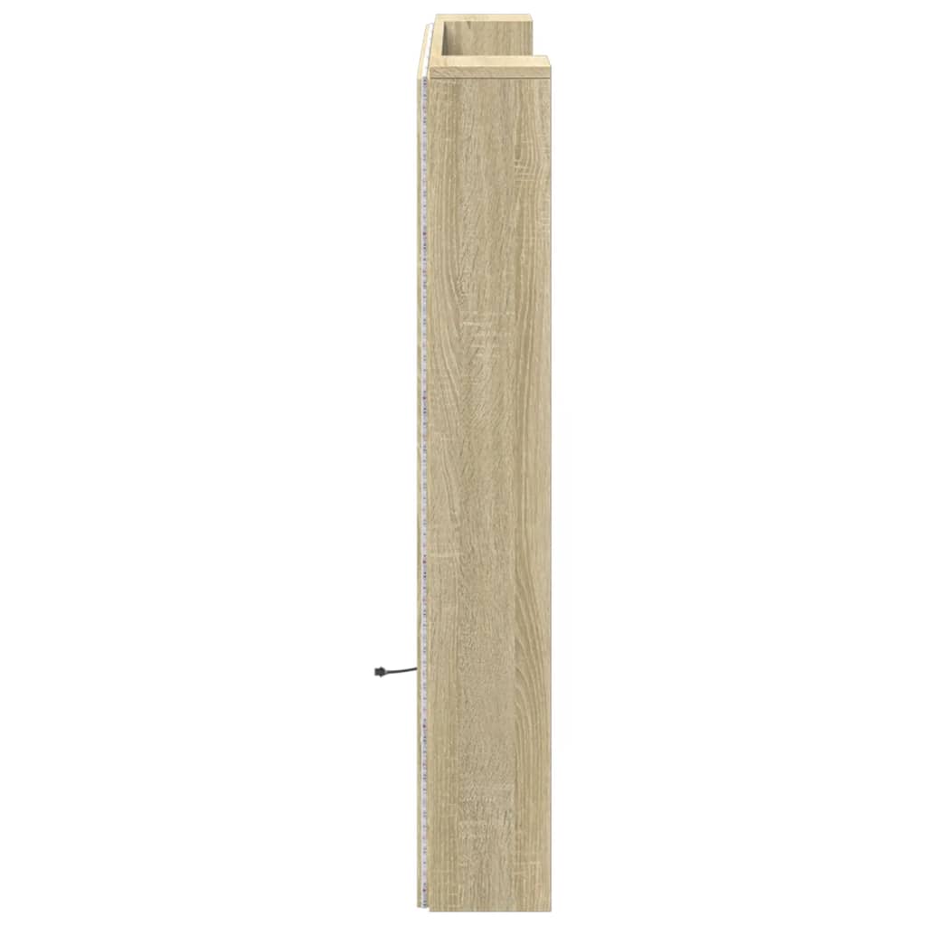vidaXL LED-Kopfteil mit Ablagen Sonoma-Eiche 120x16,5x103,5 cm