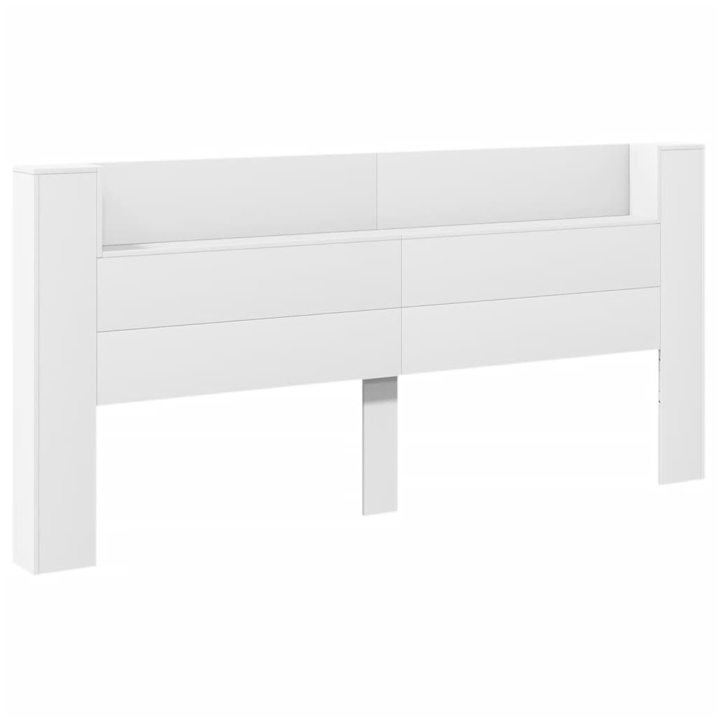 vidaXL LED-Kopfteil mit Ablagen Weiß 220x16,5x103,5 cm