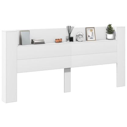 vidaXL LED-Kopfteil mit Ablagen Weiß 220x16,5x103,5 cm