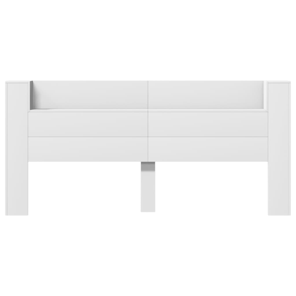 vidaXL LED-Kopfteil mit Ablagen Weiß 220x16,5x103,5 cm