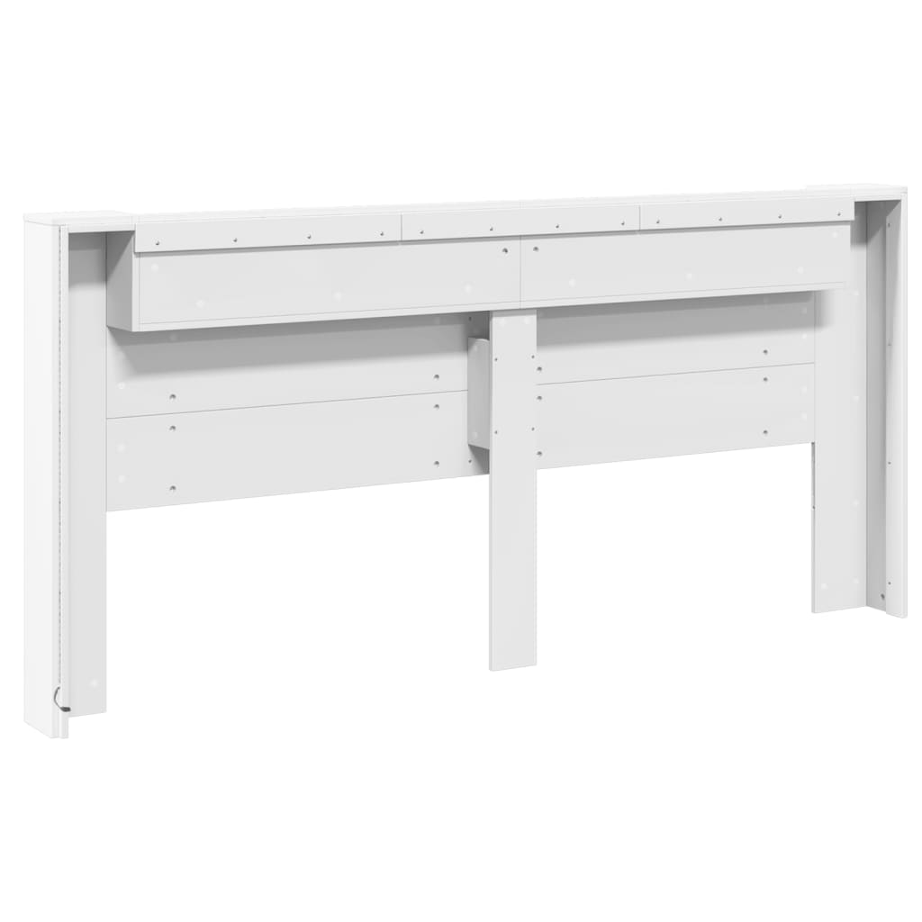 vidaXL LED-Kopfteil mit Ablagen Weiß 220x16,5x103,5 cm