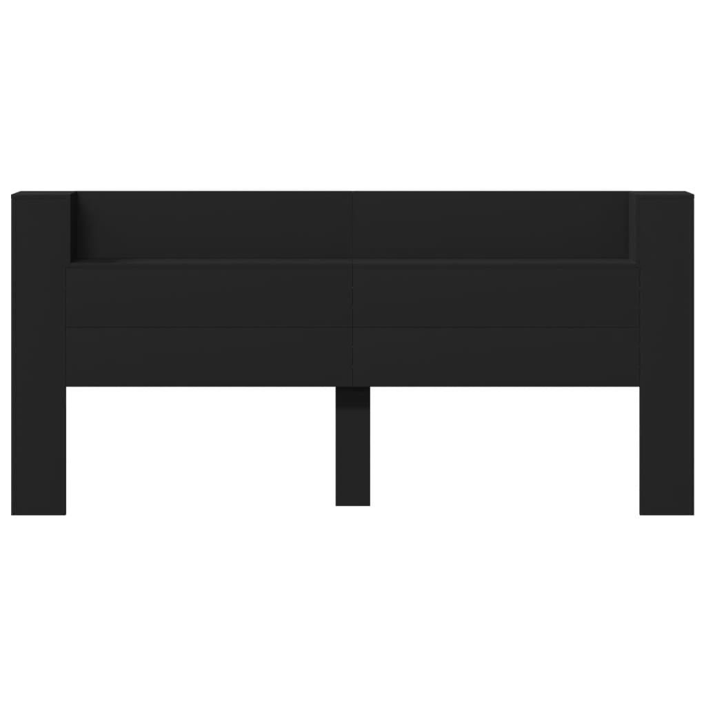 vidaXL LED-Kopfteil mit Ablagen Schwarz 220x16,5x103,5 cm